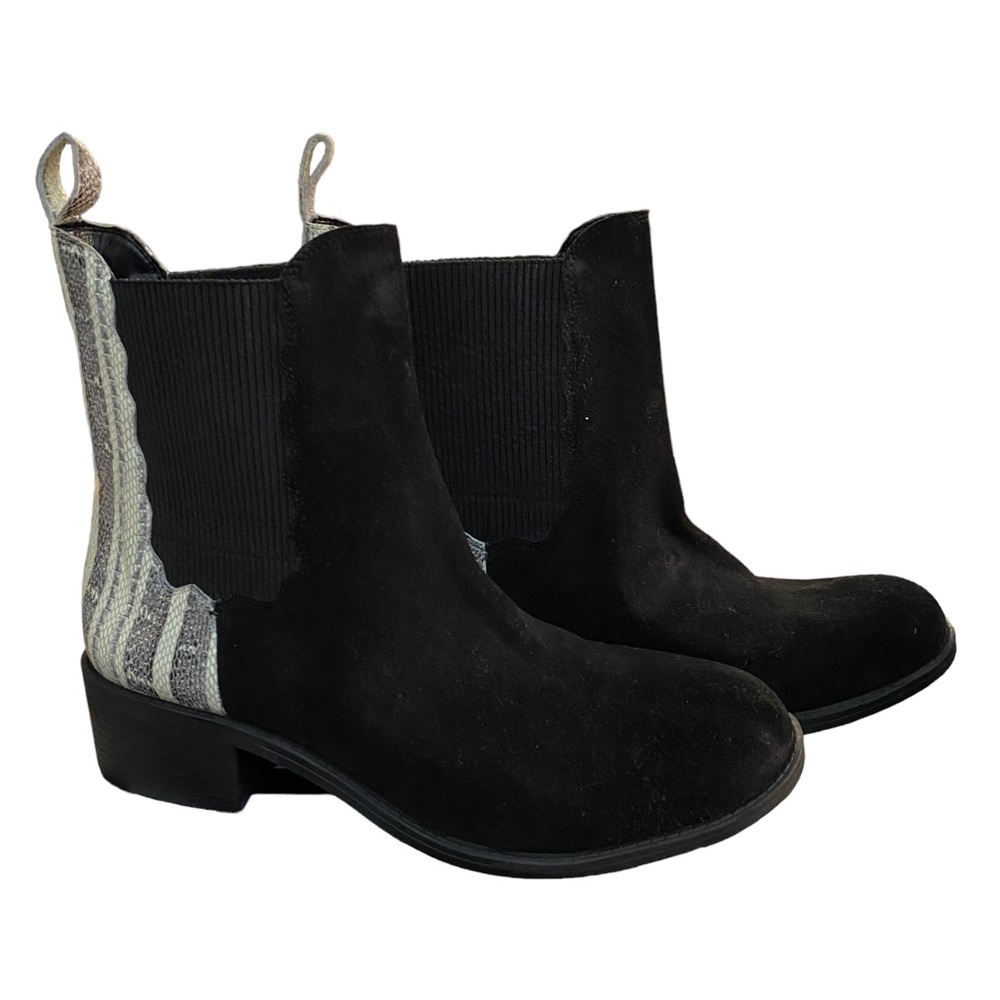 Lori Goldstein Womens Wylie Black Leather Snake Print Detail Pull On Boots 11M